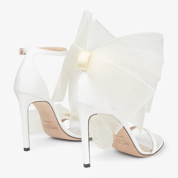 Jimmy Choo Aveline 100 High Heel Latte Bow Ankle Strap Open Toe Sandal NWB $1175 - Picture 5 of 17